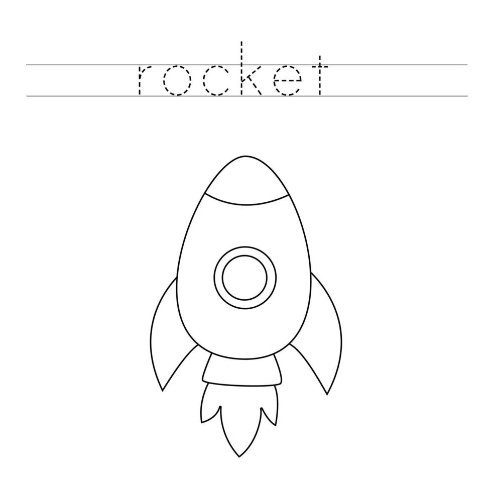 trace les lettres et fusée de couleur. pratique de l'écriture manuscrite pour les enfants. vecteur