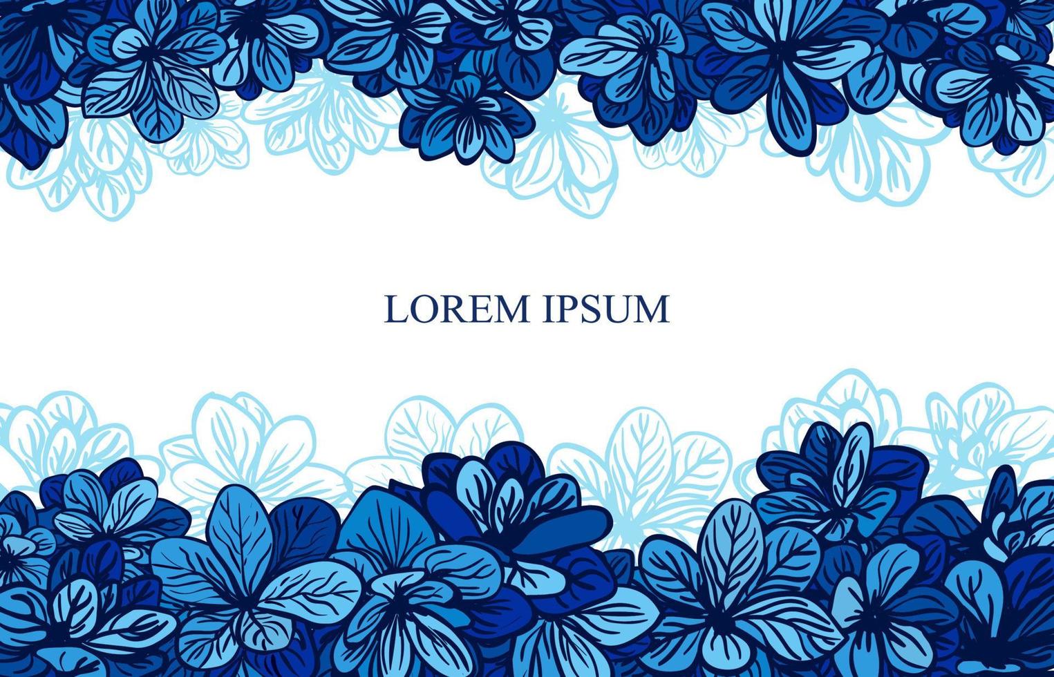 modèle de carte de voeux avec de jolies fleurs bleues vecteur