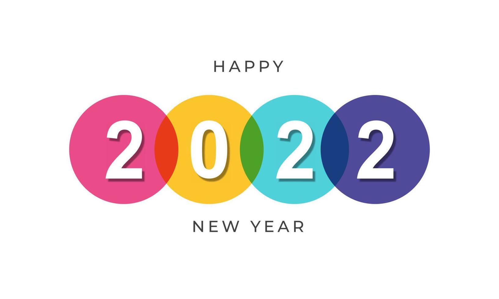 bonne année 2022 avec illustration de cercle multi couleur sur fond isolé vecteur