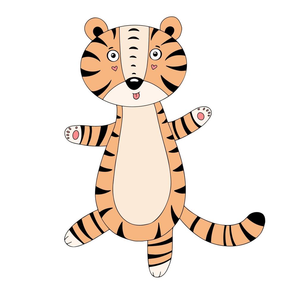 dessin animé mignon de tigre, illustration vectorielle vecteur