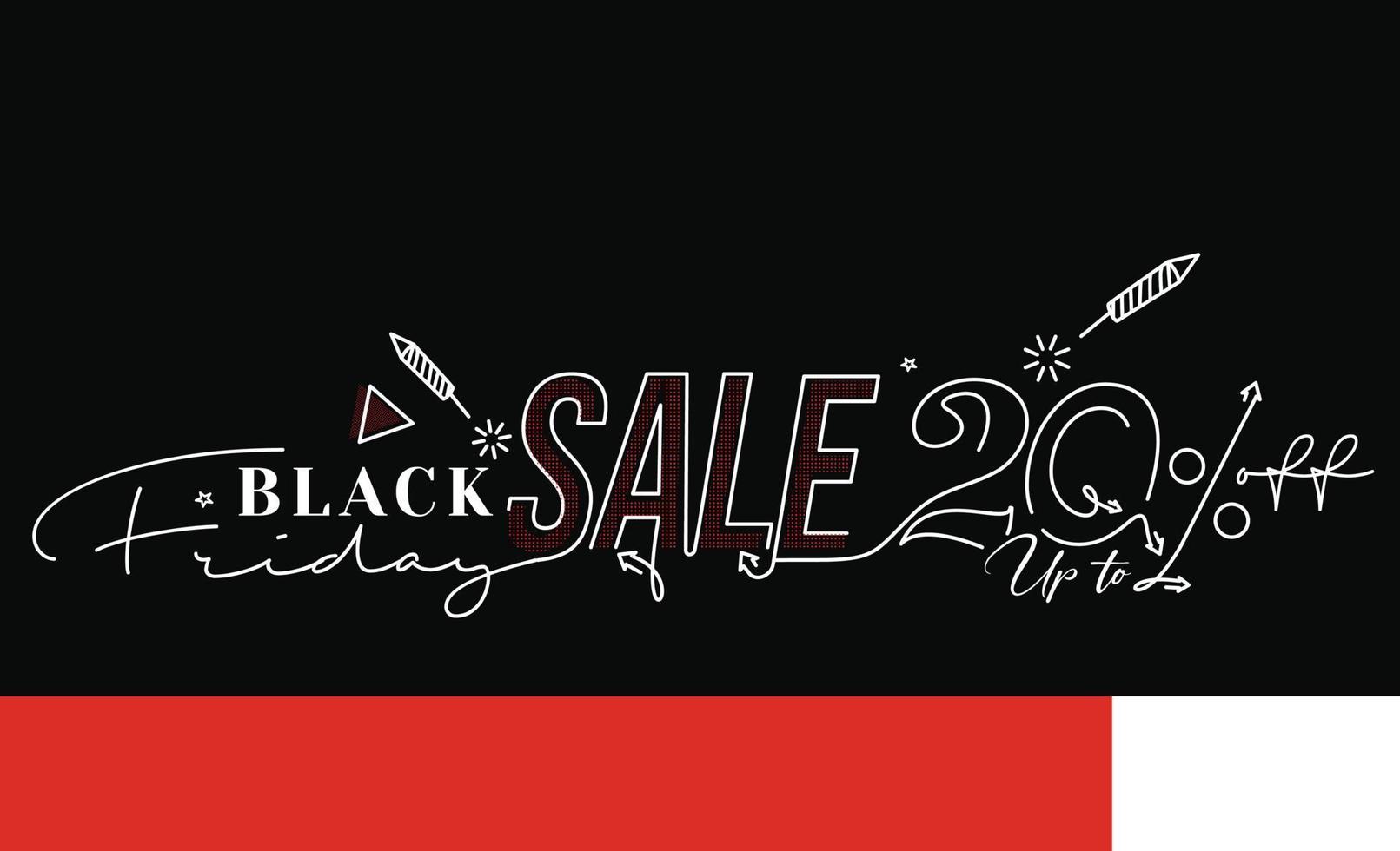 conception d'affiche ou de bannière de promotion de vente vendredi noir, offre spéciale 20 vente, modèle vectoriel de promotion et d'achat.