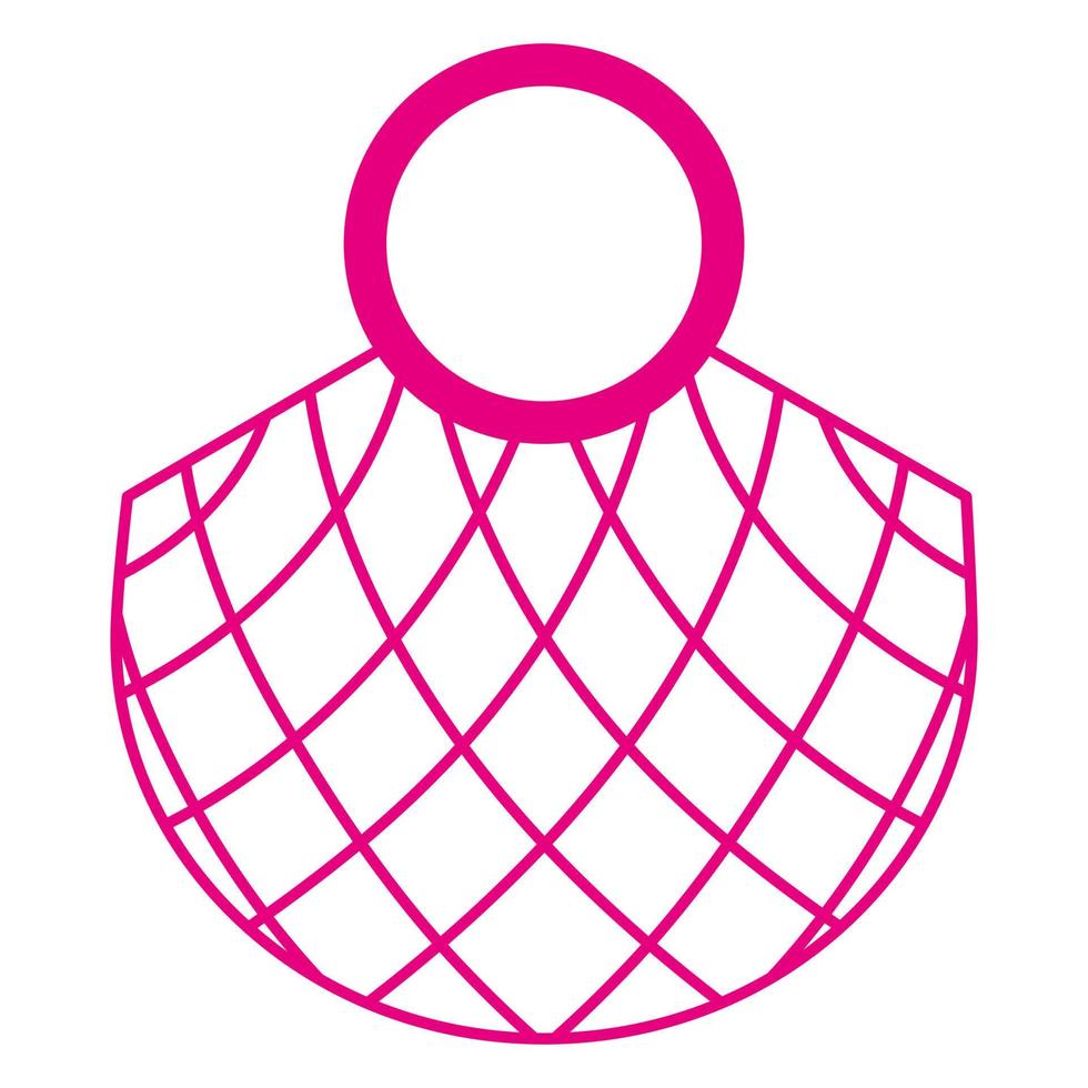sac en filet de tortue d'épicerie rose vide de dessin animé de vecteur pour des aliments biologiques sains.