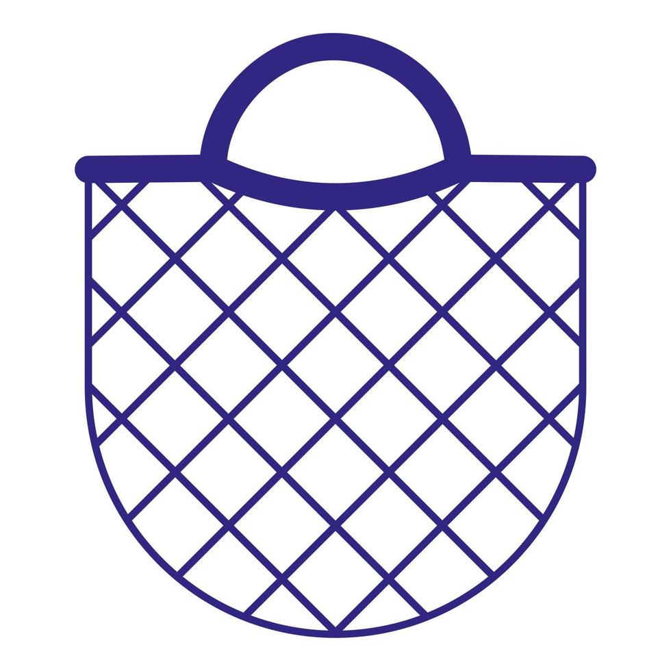sac en filet de tortue d'épicerie vide bleu de dessin animé de vecteur pour les aliments biologiques sains.