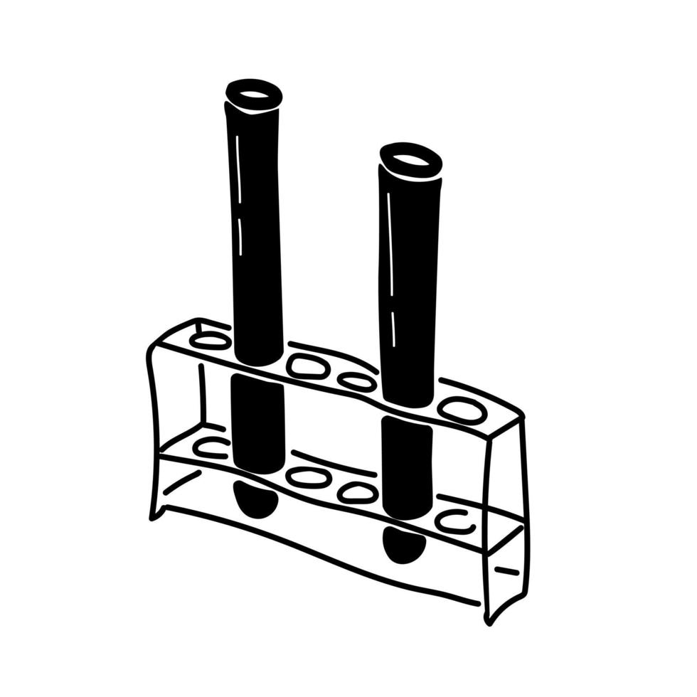 silhouette d'une paire de tubes à essai sur un support, équipement de laboratoire médical pour la recherche vecteur