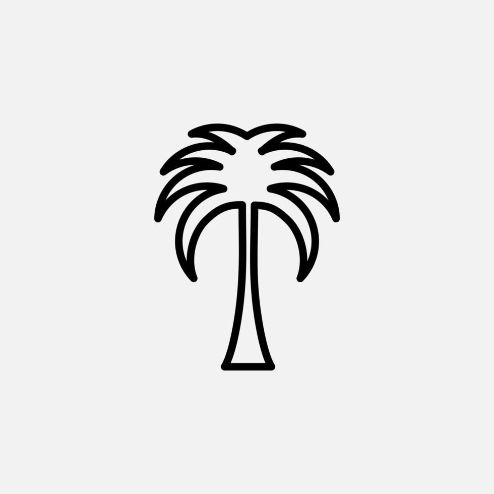 palmier, noix de coco, arbre, île, icône de ligne de plage, vecteur, illustration, modèle de logo. convient à de nombreuses fins. vecteur