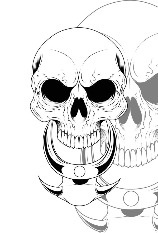 crâne humain avec collier accessoires vector illustration