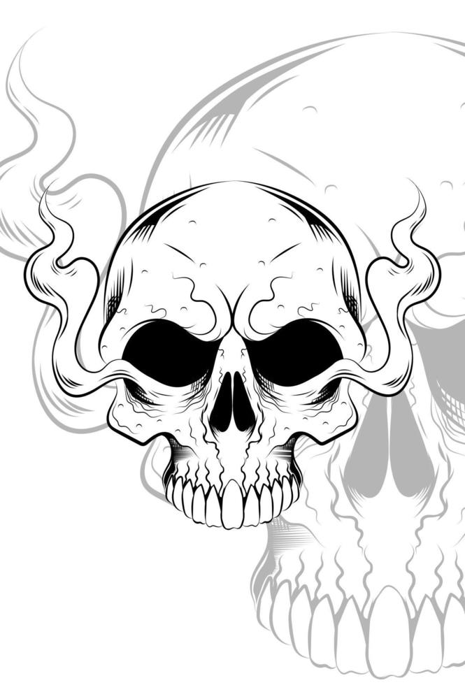 crâne humain avec illustration vectorielle de fumée d'air vecteur