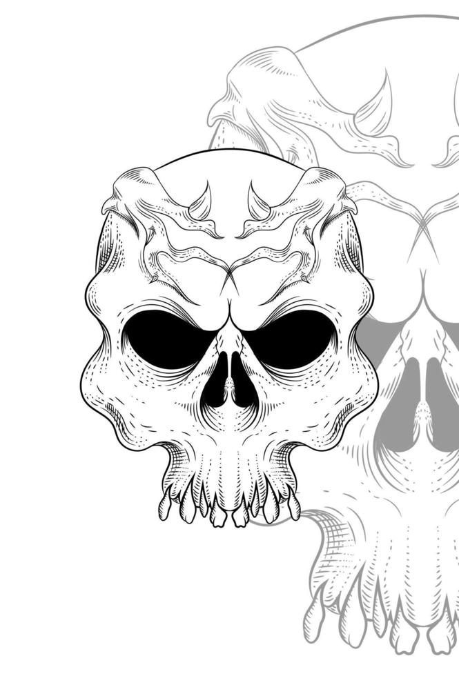 crâne avec illustration vectorielle de racine de couronne vecteur