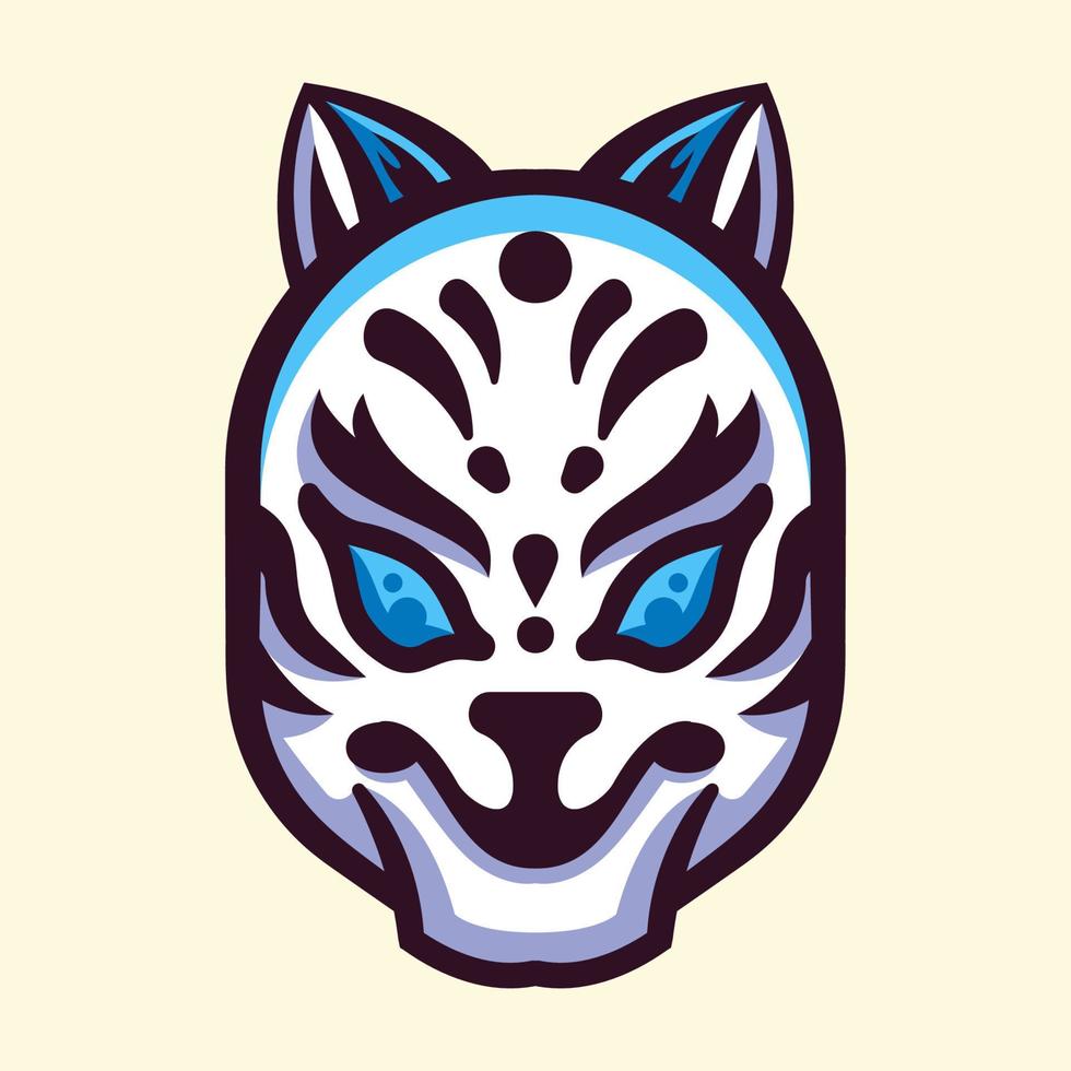 logo d'illustration de masque de kitsune japonais vecteur