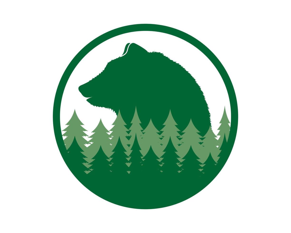 tête d'ours dans la forêt en forme de cercle vecteur