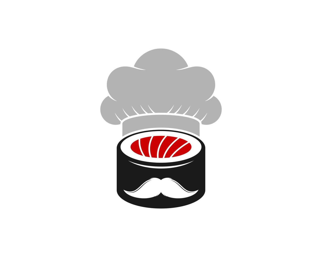 sushi japonais avec toque et moustache vecteur