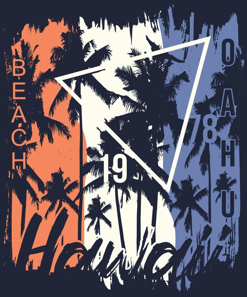 Conception de t-shirt de plage oahu hawaii pour les amoureux de la plage vecteur
