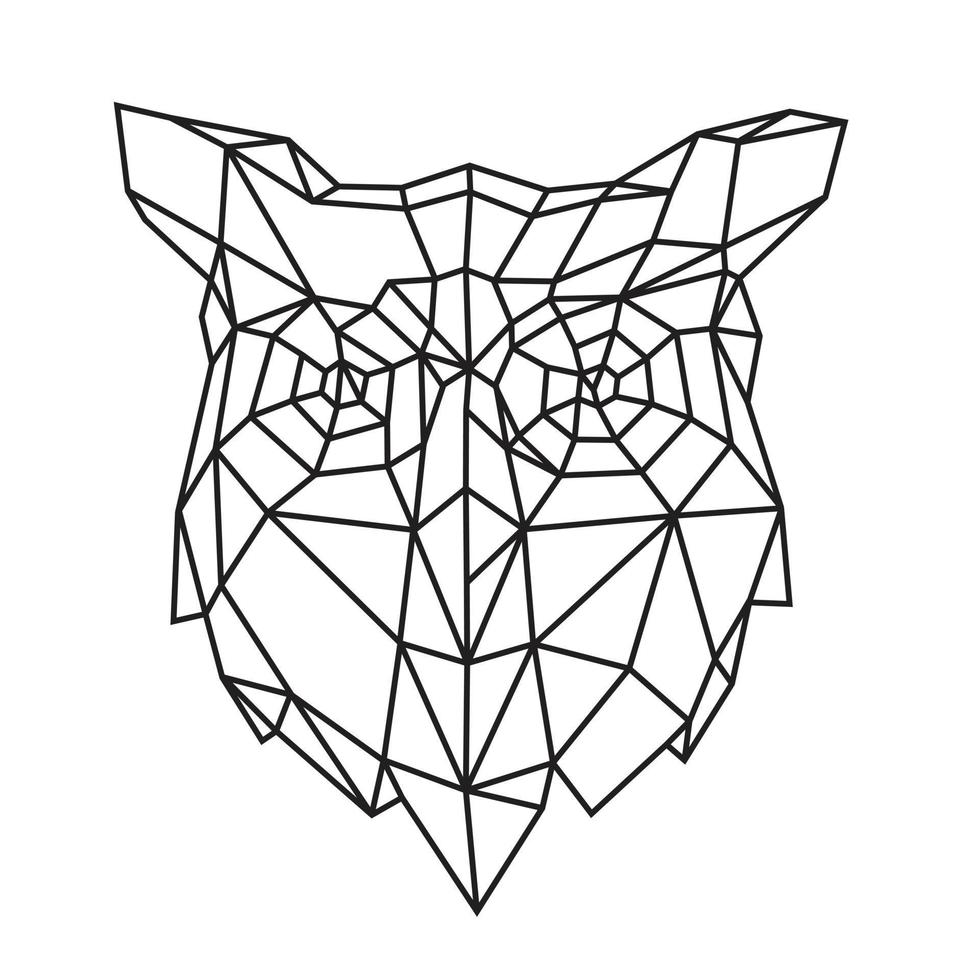 illustration low poly d'une tête de hibou. vecteur. dessin au trait. style rétro. arrière-plan, symbole, emblème pour l'intérieur. métaphore de l'entreprise. vecteur