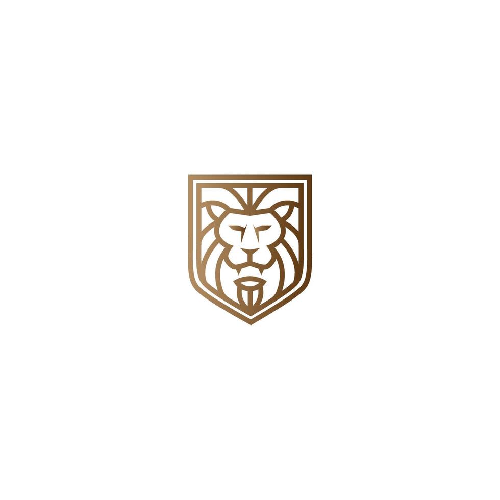 logo de bouclier de tête de lion vecteur