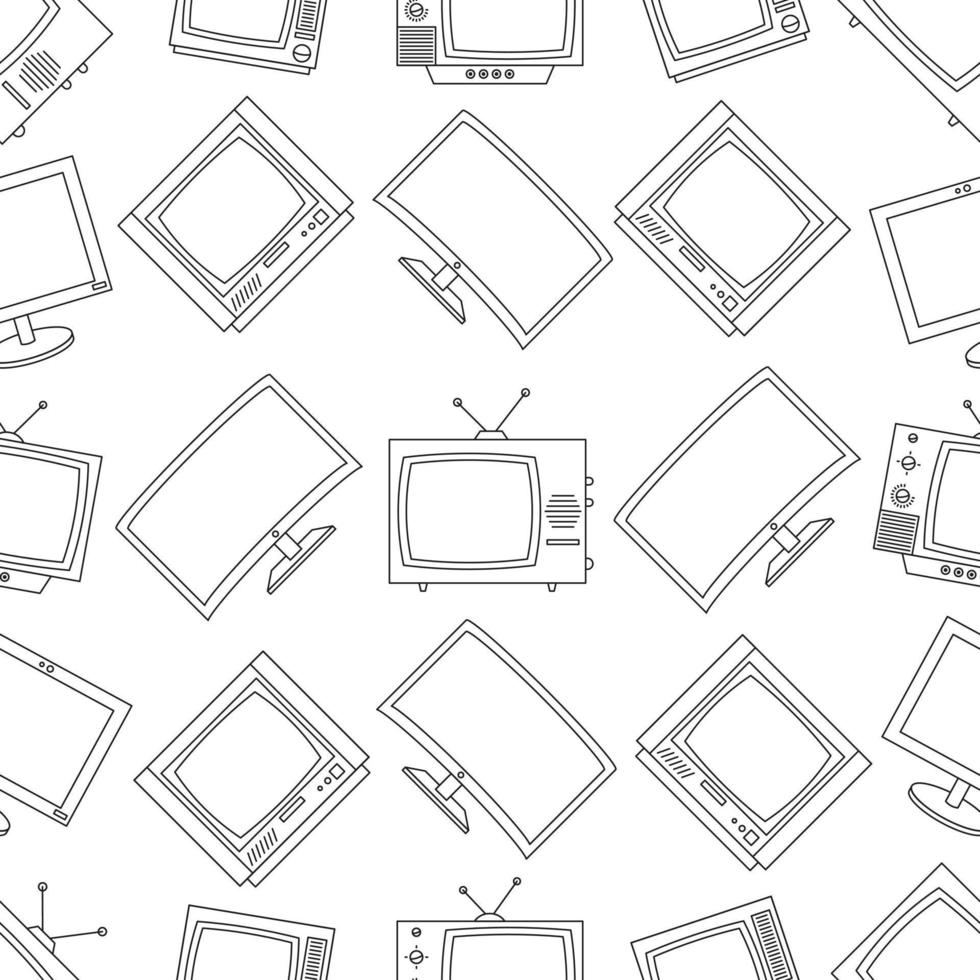 modèle sans couture de téléviseurs anciens et modernes. icônes de télévision sur fond blanc vecteur