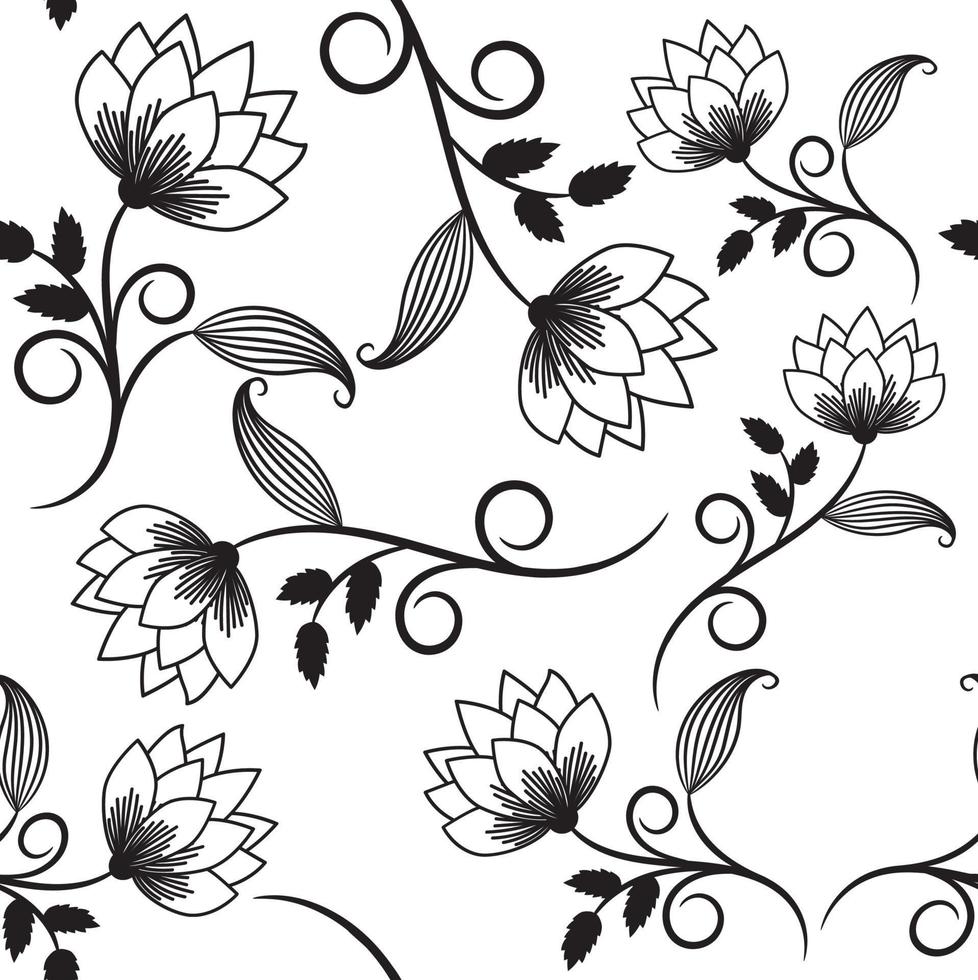 motif floral noir et blanc vecteur