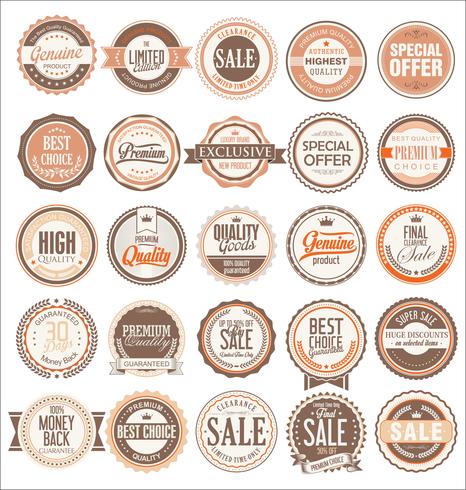 Collection de badges et étiquettes vintage rétro vecteur