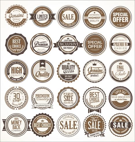 Collection de badges et étiquettes vintage rétro vecteur