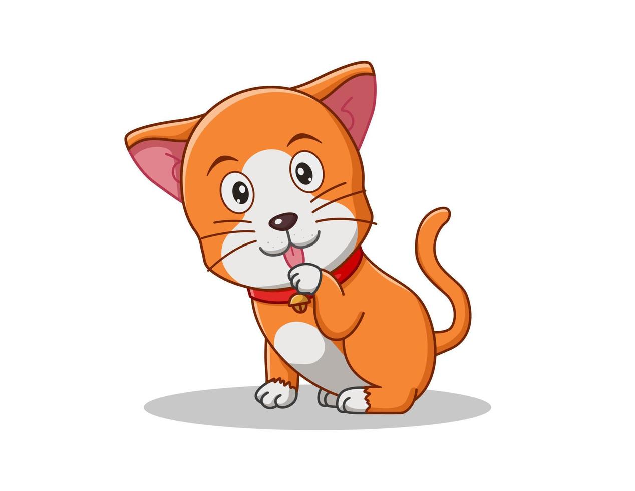 illustration vectorielle de chat mignon dessin animé léchant la main vecteur
