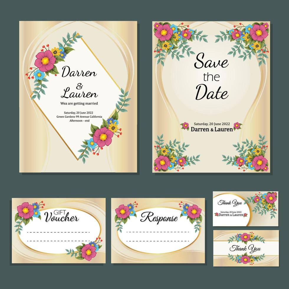 invitation de mariage floral vecteur