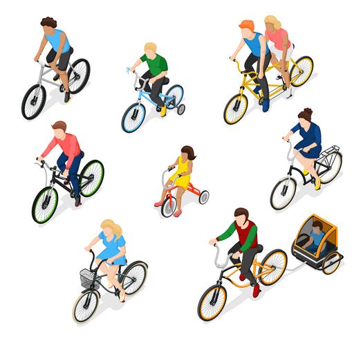 Jeu de caractères cyclistes vecteur