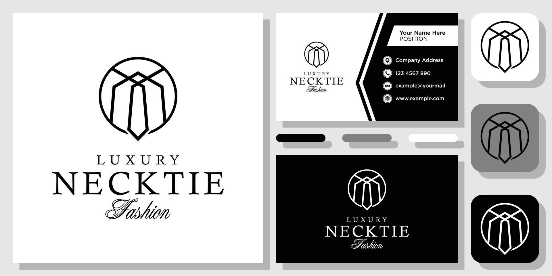 Cravate de luxe vêtements homme mode smoking cravate sur mesure inspiration de conception de logo avec carte de visite de modèle de mise en page vecteur