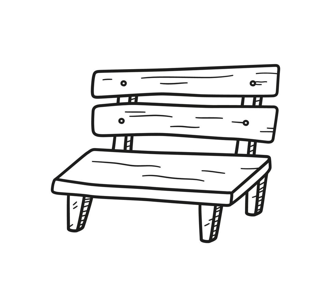 vieux banc en bois dans le style doodle. illustration vectorielle dessinés à la main vecteur