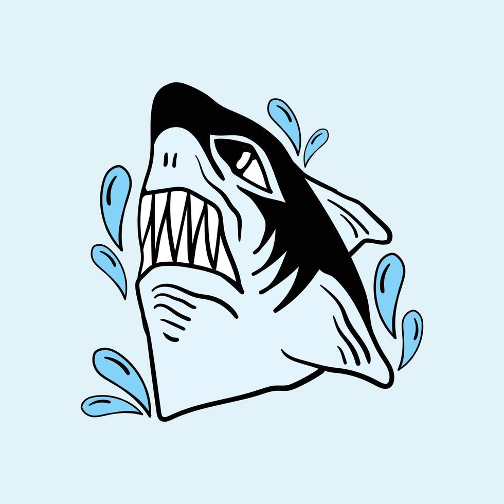 illustration de requin bleu imprimé sur des t-shirts, des sweat-shirts et des souvenirs vecteur vecteur premium
