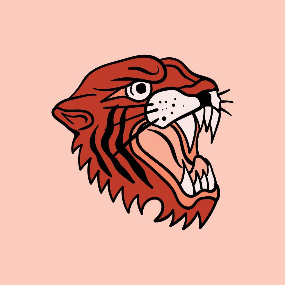 illustration de tigre rouge imprimé sur des t-shirts sweatshirts et souvenirs vecteur vecteur premium