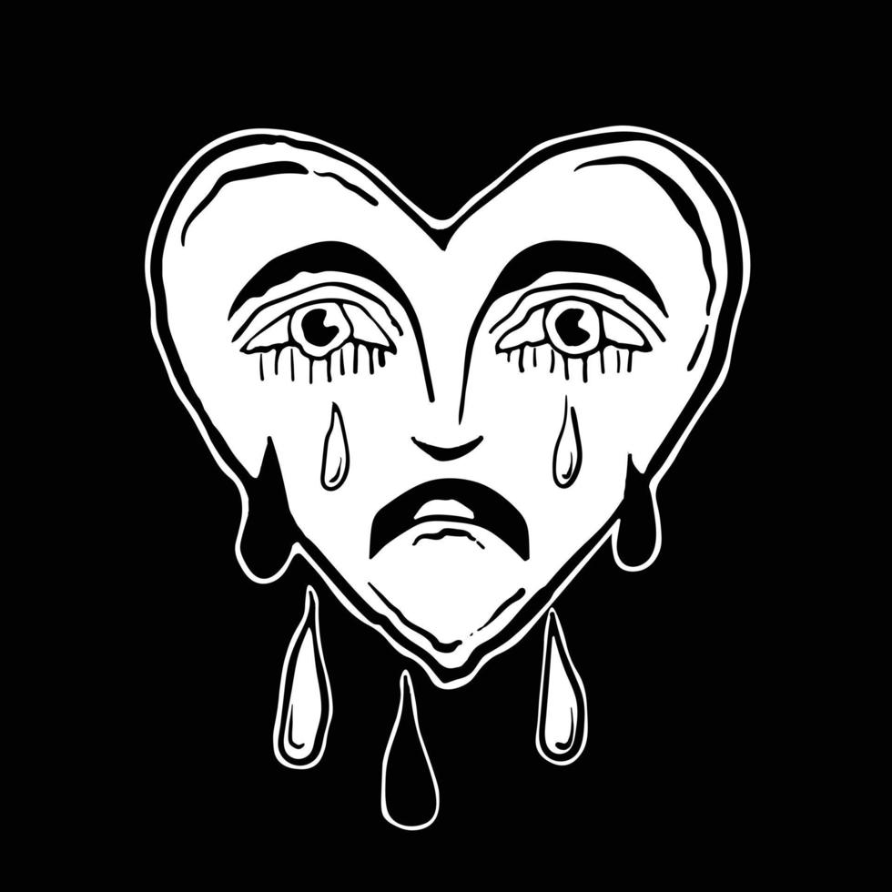 illustration de larmes de coeur imprimé sur des t-shirts, des sweat-shirts et des souvenirs vecteur vecteur premium