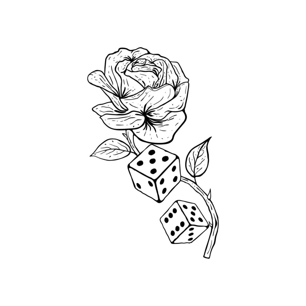 illustration de fleur de dés imprimer sur des t-shirts des pulls molletonnés et des souvenirs vecteur vecteur premium