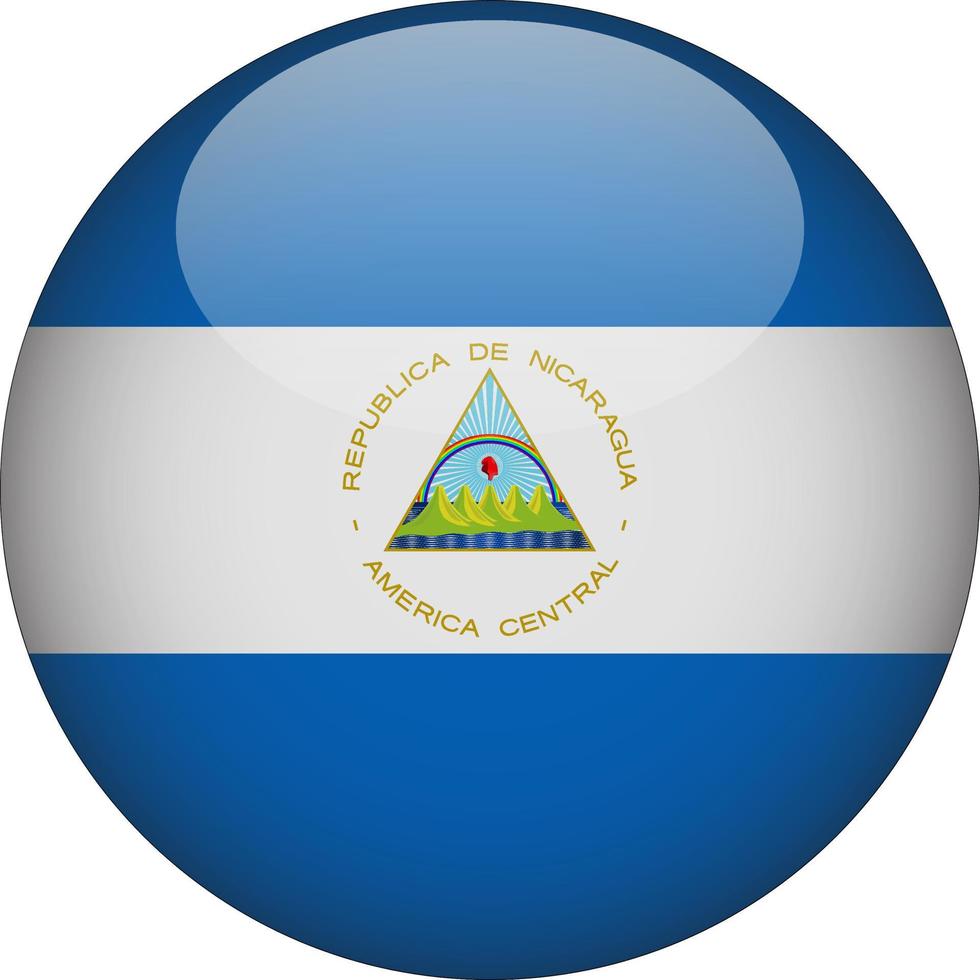nicaragua 3d drapeau national arrondi icône bouton vecteur