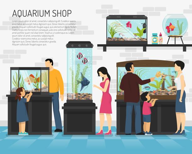 Illustration d&#39;un magasin d&#39;aquarium vecteur