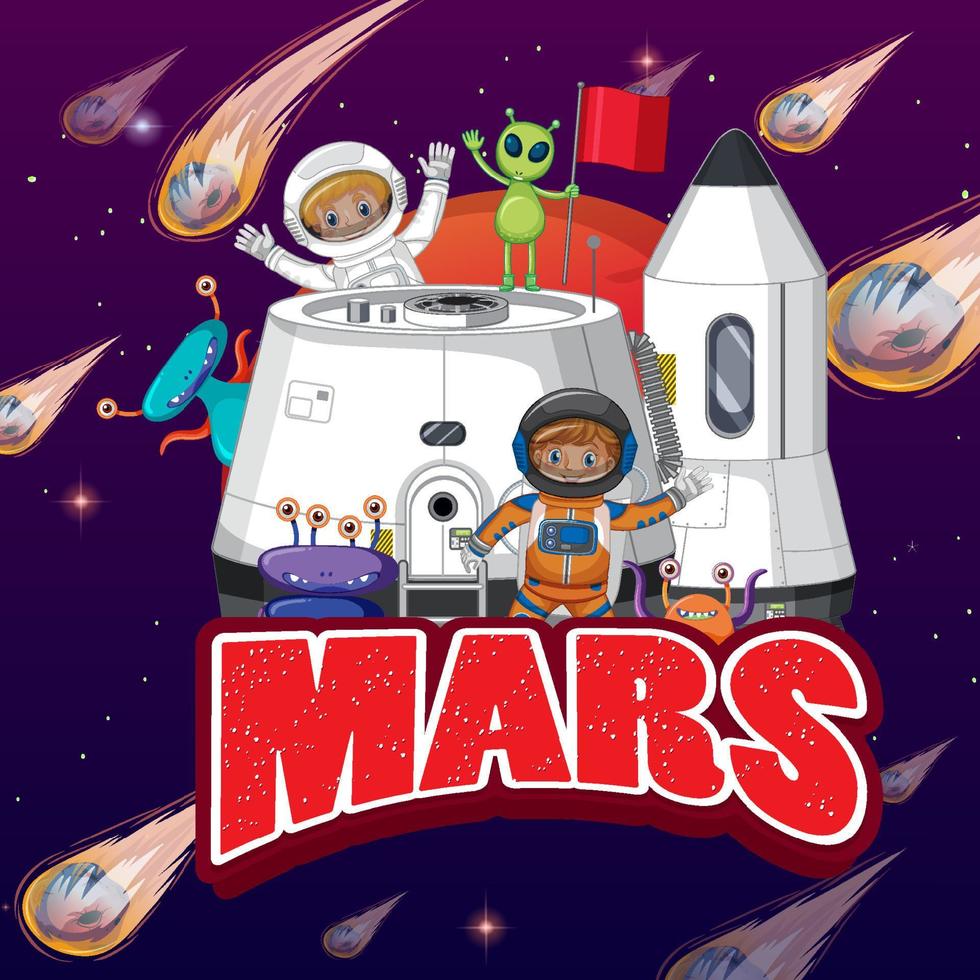 affiche de dessin animé pour enfant astronaute et extraterrestre vecteur