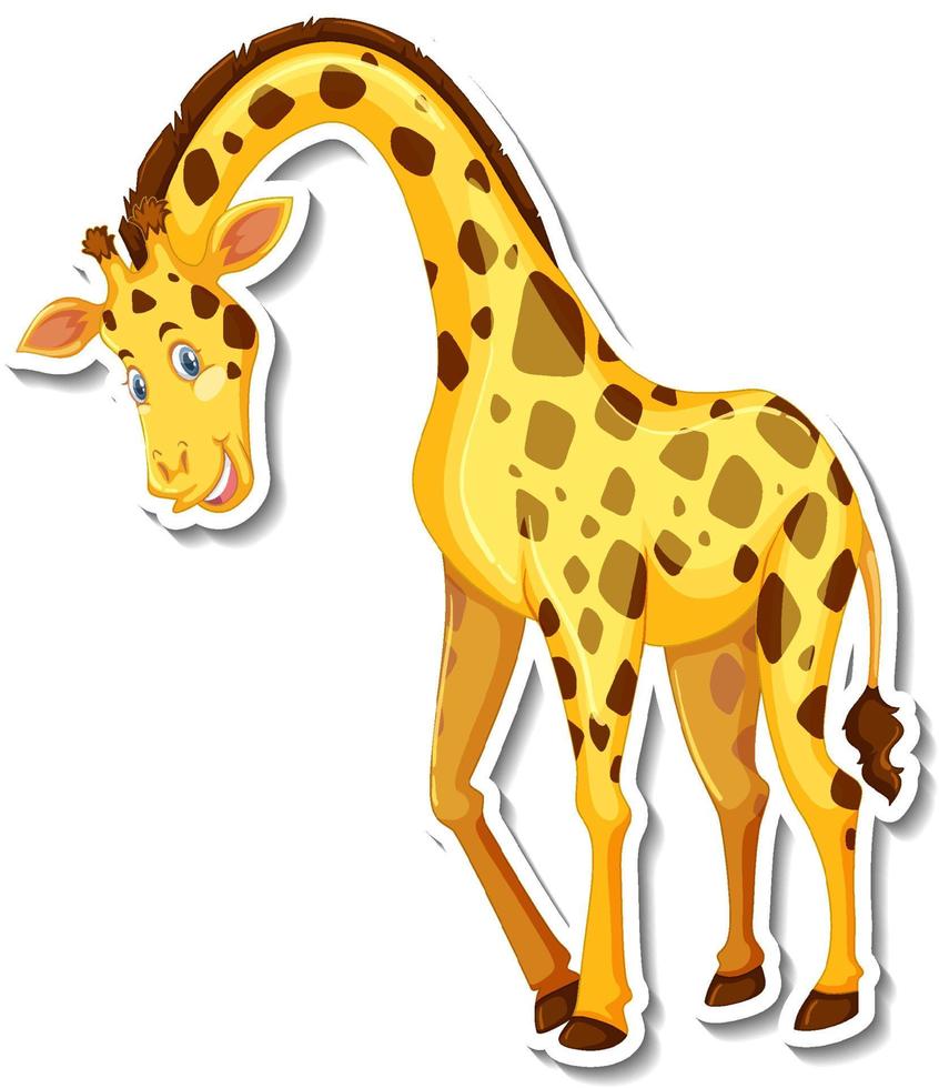 autocollant de dessin animé animal girafe vecteur