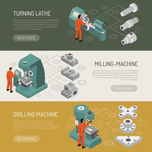 Industrie lourde 3 Bannières isométriques vecteur