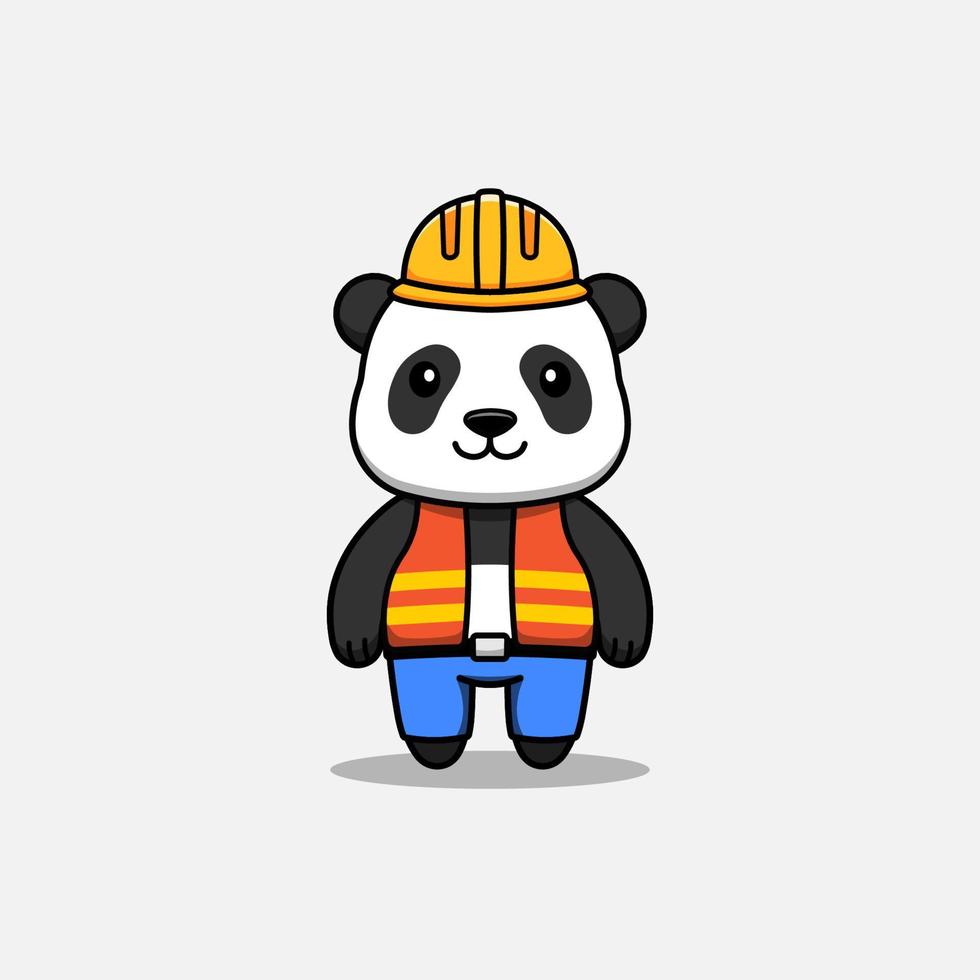 panda mignon portant un uniforme de travailleur vecteur