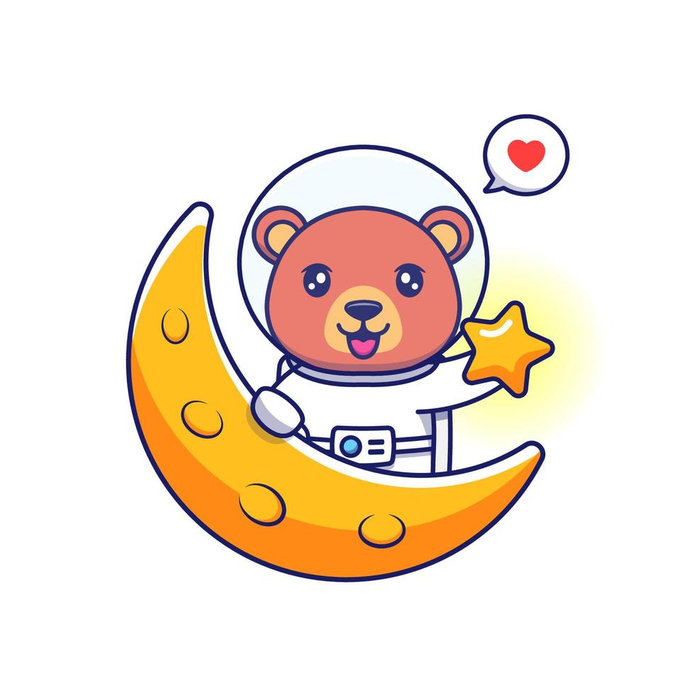 ours mignon portant un costume d'astronaute portant une étoile vecteur