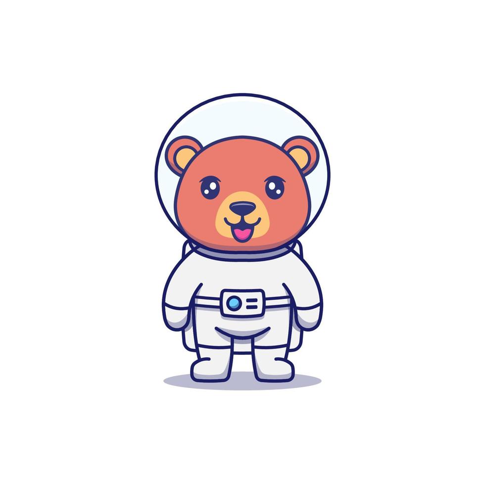 ours mignon portant un costume d'astronaute vecteur