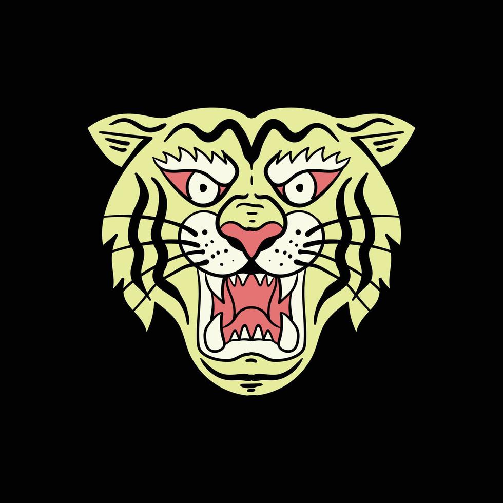 illustration de tigre noir et blanc imprimé sur des t-shirts sweatshirts et souvenirs vecteur vecteur premium