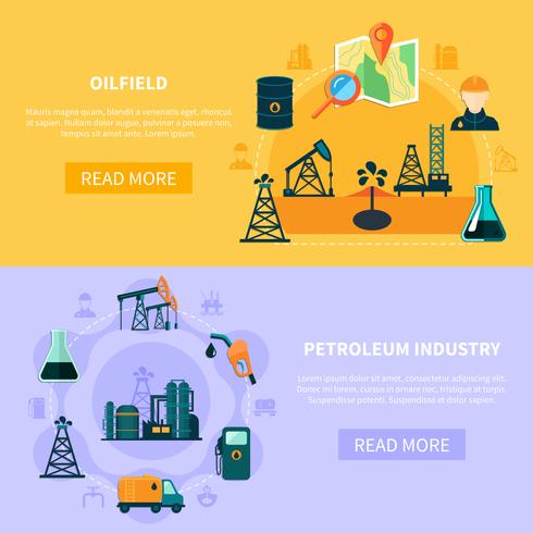 Collection de bannières de champs de pétrole vecteur