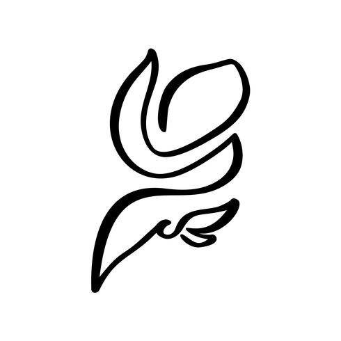 Beauté du logo concept fleur rose. Main de ligne continue dessin vectoriel calligraphique. Élément de design floral printemps scandinave dans un style minimal. noir et blanc