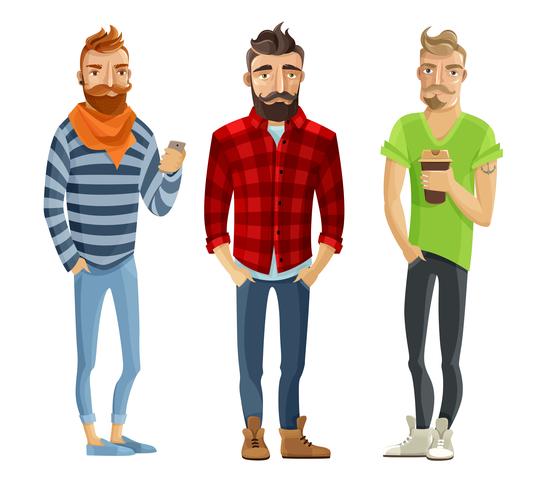 Ensemble de personnes dessin animé hipster vecteur