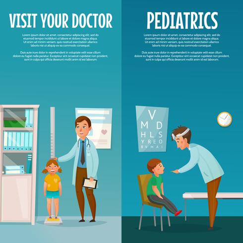 Pédiatre Et Enfant Bannières Verticales vecteur