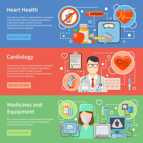 Cardiologie Bannières Plates vecteur