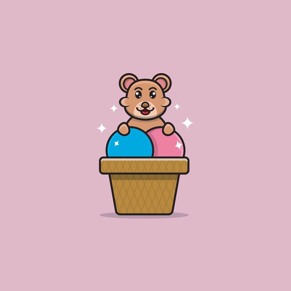 mignon bébé ours crème glacée. conception de personnage, logo, icône, dessin animé et inspiration. vecteur