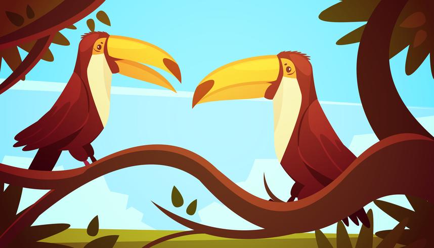 Affiche de fond d&#39;oiseaux Toucan vecteur