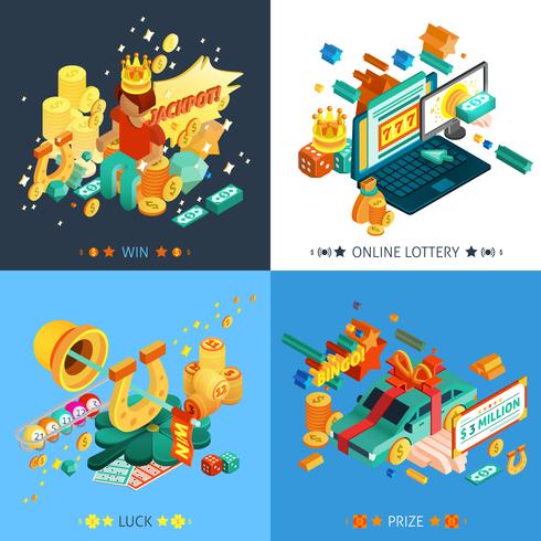 Loterie et Jackpot Concept Icons Set vecteur