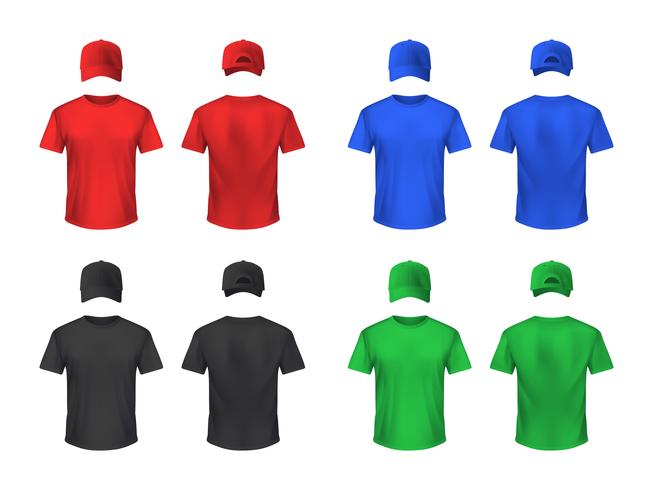 Ensembles de couleur baseball cap et tshirt vecteur