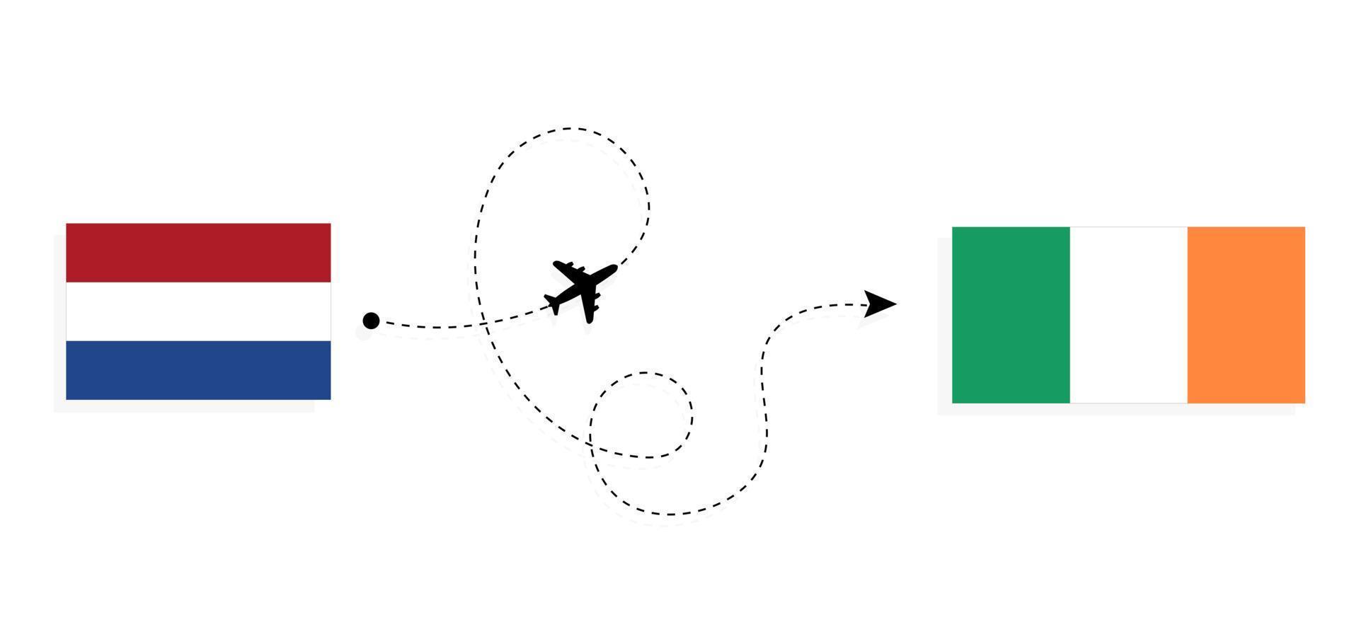 vol et voyage des pays-bas vers l'irlande par le concept de voyage en avion de passagers vecteur